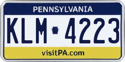 PA license plate KLM4223