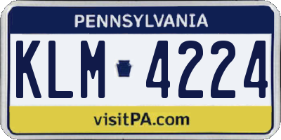 PA license plate KLM4224