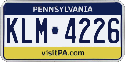 PA license plate KLM4226