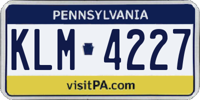 PA license plate KLM4227