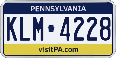 PA license plate KLM4228