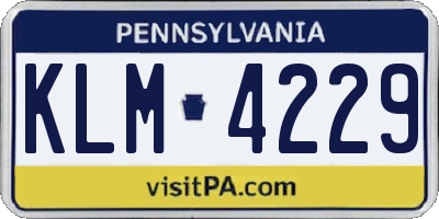 PA license plate KLM4229