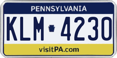 PA license plate KLM4230