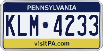 PA license plate KLM4233