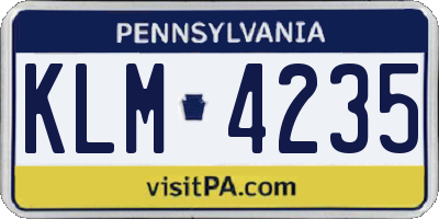 PA license plate KLM4235
