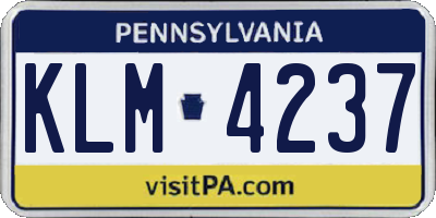 PA license plate KLM4237