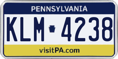 PA license plate KLM4238
