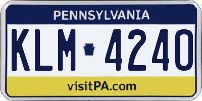 PA license plate KLM4240