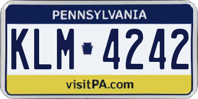 PA license plate KLM4242