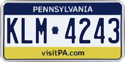 PA license plate KLM4243
