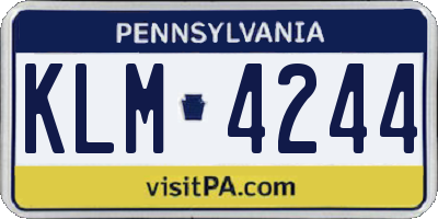 PA license plate KLM4244