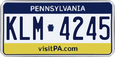 PA license plate KLM4245