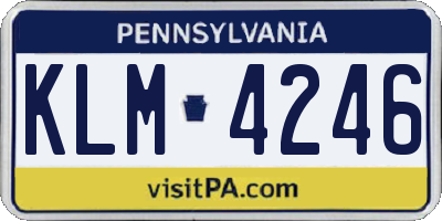 PA license plate KLM4246