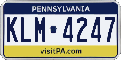 PA license plate KLM4247