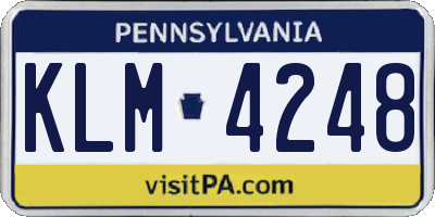PA license plate KLM4248