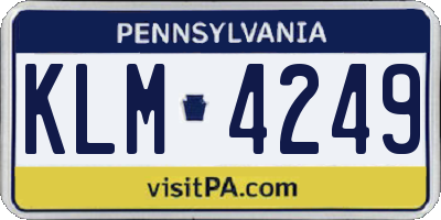 PA license plate KLM4249