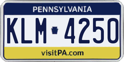 PA license plate KLM4250
