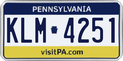 PA license plate KLM4251