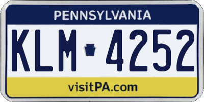 PA license plate KLM4252