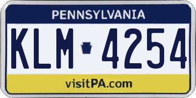 PA license plate KLM4254