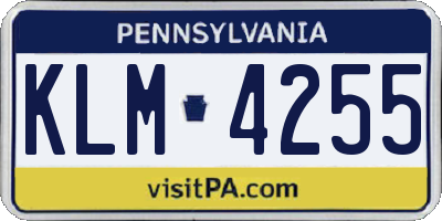 PA license plate KLM4255