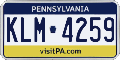 PA license plate KLM4259