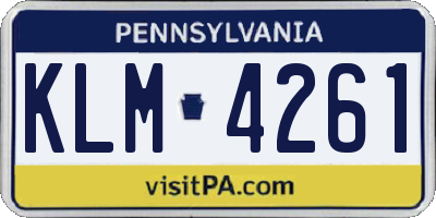 PA license plate KLM4261
