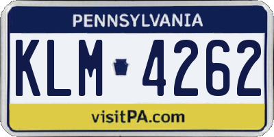 PA license plate KLM4262