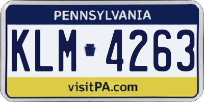 PA license plate KLM4263