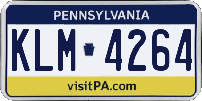 PA license plate KLM4264