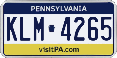PA license plate KLM4265