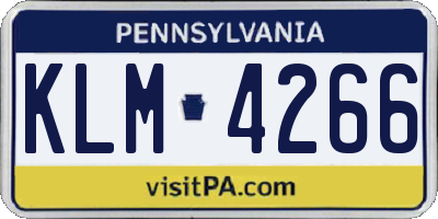 PA license plate KLM4266