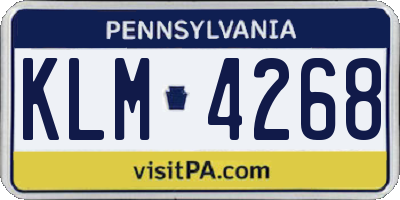 PA license plate KLM4268