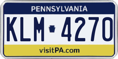 PA license plate KLM4270