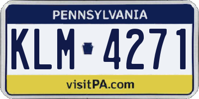 PA license plate KLM4271