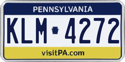 PA license plate KLM4272