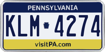 PA license plate KLM4274