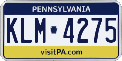 PA license plate KLM4275