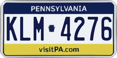 PA license plate KLM4276