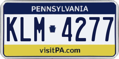 PA license plate KLM4277