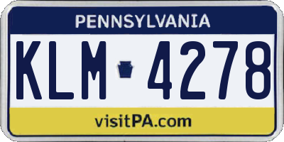 PA license plate KLM4278