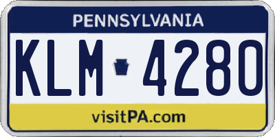 PA license plate KLM4280