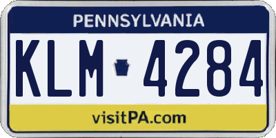 PA license plate KLM4284