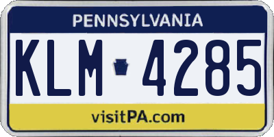 PA license plate KLM4285