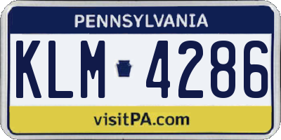 PA license plate KLM4286