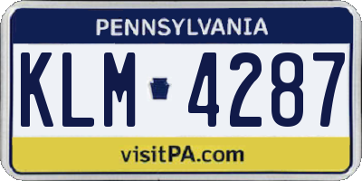 PA license plate KLM4287