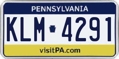 PA license plate KLM4291