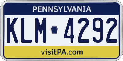 PA license plate KLM4292