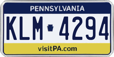 PA license plate KLM4294