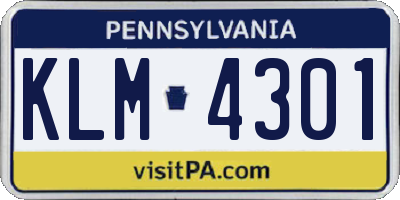 PA license plate KLM4301